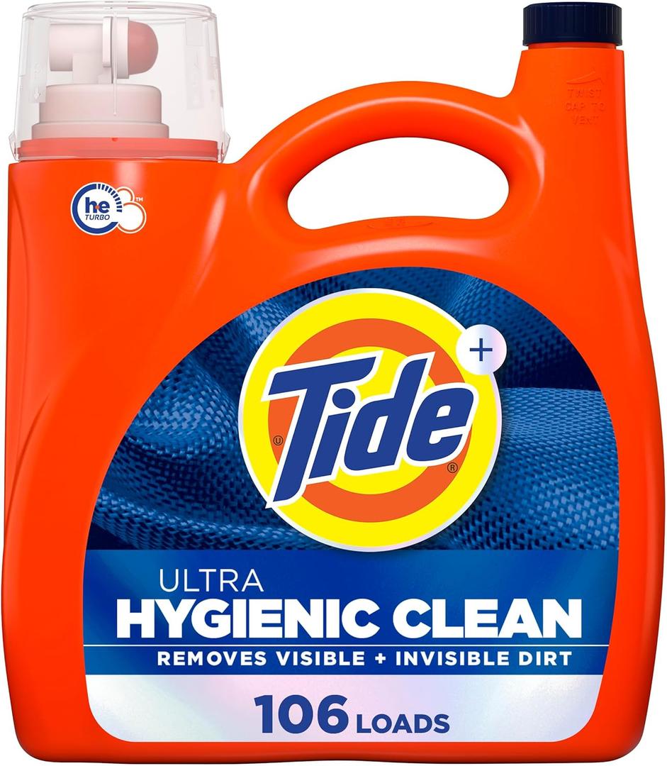 Tide Hygienic Clean Heavy 10x Duty Liquid Laundry Detergent, Original Scent, 149 fl oz, 106 Loads, HE Compatible