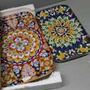 vancasso Serving Platters Set of 2 16"/14"/12" Inch Rectangular Trays - Serving Platter Extra Large, Ceramic Bohemian Serving Dish for Entertaining Food, Microwave & Dishwasher Safe, Colorful