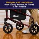 Drive Medical 10289RD Deluxe Foldable Rollator Walker, Black/Red
