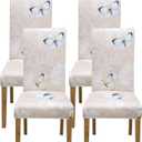 4 Pack Dining Room Chair Covers, Chair Covers for Dining Room Set of 4, Elastic Dining Chair Slipcovers, Dining Chair Slipcover, Kitchen Chair Protector Set of 4, Butterfly