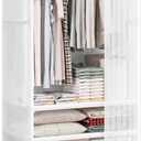 Portable Closet for Hanging Clothes,Japanese Style Wardrobe Closet,Clothes Rack with 1 Hanging Rods,2 Storage Shelves,27.5" L x 17.7" W x 65.1" H,White