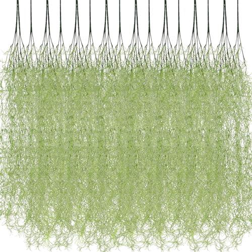 Cindeer 24 Pack Fake Spanish Moss Artificial Hanging Decoration Bulk Faux Greenery Moss Garland for Potted Wall Living Room Indoor Outdoor Decor(33 Inch,Green)