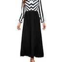 SheKiss Women's Half Sleeves Bodycon Ruffle Long Maxi Dresses Casual Geometric Print Striped Black Dresses
