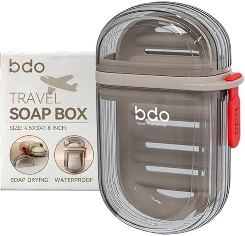 PEISAINOX Travel Soap Case, Leakproof Soap Container with Lid, Portable Bar Soap Holder for Traveling, Soap Dish for Bathroom, Shower, Gym, School, Camping, Vacation, Outdoor-Transparent-Black