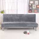 Thick Plush Futon Cover Stretch Armless Sofa Bed Slipcover Soft Couch Sofa Cover Futon Slipcover (Silver Gray)