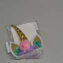 Unicorn Cake Topper,Handmade Party Cake Decoration Supplies with Eyelashes and stack,Reuasble Gold Horn for Birthday Party,Baby Shower, Wedding