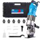 1300W Electric Hydraulic Hole Puncher 1/4"-4/5" Hydraulic Punching Machine Punching Tool Portable Punch Machine with 5 Dies for Iron Copper Aluminum Plate Angle Steel PM20 (Blue)