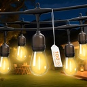 Outdoor Safety String Lights 100FT - Commercial Grade Low Voltage Strand with 40 S14 Shatterproof Bulbs for Tree Garden Yard bistro Cafe | Warm Yellow 3500K Party Lights | IP65 Waterproof | UL Listed