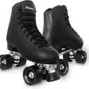 Roller Skates for Women with PU Leather High-top Double Row Rollerskates, Unisex-Adult Indoor Outdoor Derby Skate with Adjustable Fast Braking for Beginner (Black)