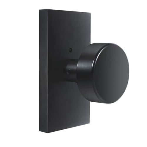 HIEMEY Matte Black Door Knobs Interior with Lock, Modern Privacy Rectangle Door Knob Door Handles for Bathroom Bedroom