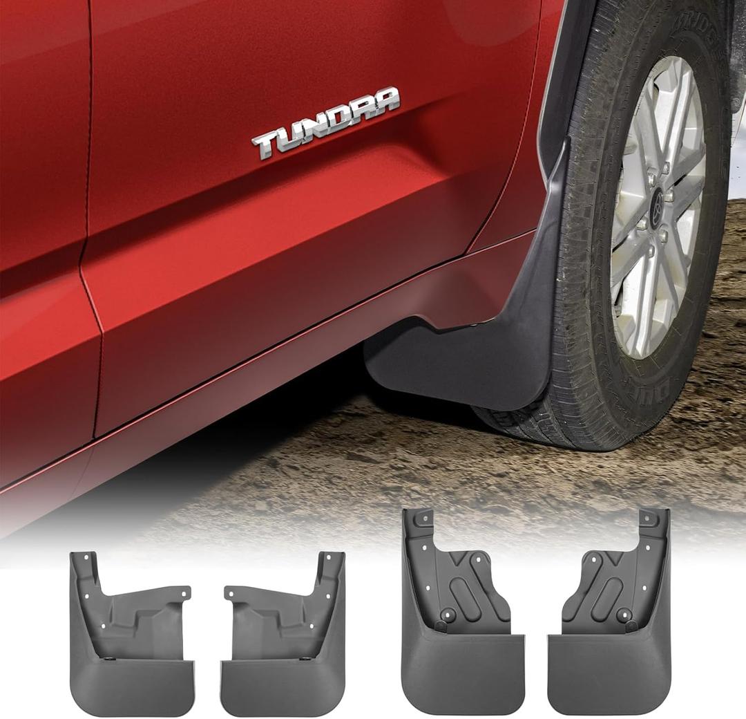 Mud Flaps Compatible with 2022 2023 2024 2025 Toyota Tundra Accessories All Weather Guard Mud Guards Splash Front & Rear 4pcs Set (Not Fully Compatible with Tundra SR)