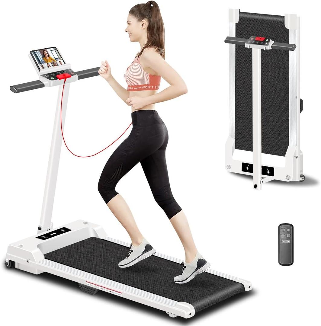 Treadmills for Home, Walking Pad Treadmill for Small Spaces, 3.0HP Treadmills with Handle, Lightweight Folding Walking Pad 300 LBS Capacity, Portable Capacity Treadmill with Remote Control