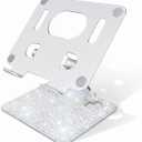 Bling Tablet Holder Stand, Adjustable Aluminum Desktop Stand with Glitter Shine Rhinestone, Compatible with 4.7-16.5" iPads, Surface Tablets, Portable Monitors, Kindle & More(Silver)