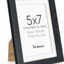 Fun Memories 5x7 Picture Frame in Black, Solid Oak Wood 5 x 7 Photo Frames for Wall & Tabletop Display, 5x7 Frame with Mat for 4x6, Rustic Wood Picture Frames with Plexiglass, 1 Pack