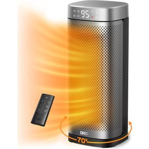 Dreo Space Heaters for Indoor Use, 1500W Fast Heating Portable Heaters with Remote, Large PTC Ceramic Electric for Bedroom, 12H Timer, 70 Oscillation, Overheat Protection, Safety Heat for Home Office (Silver)