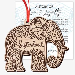 GEEMBI Christmas Birthday Gifts for Women Friendship - Wooden Christmas Ornaments 2025 with Card - Thank You Elephant Gifts for Women Best Friends Bestie Sisters, Elephant Ornaments for Sisterhood