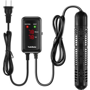 YukiHalu Aquarium Heater 50/100/200/300/500W with Protective Case, Fish Tank Heater, Temperature Adjustable, External Temperature Controller, LED Display, Used for 10/20/40/75/120 Gallons (200W)