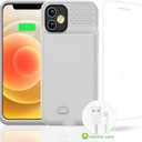 GIN FOXI Battery Case for iPhone 12 Pro Max, Real 7000mAh Ultra-Slim Battery Charging Case Rechargeable Anti-Fall Protection Extended Charger Cover for iPhone 12 Pro Max Battery Case(6.7 inch) Gray