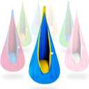 OUTREE Kids Pod Swing Seat, Cotton Child Hammock Swing Chair, Sensory Swing for Indoor and Outdoor Use,Blue and Yellow