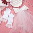 Geyoga 2 Pcs First Communion Veil and Gloves Set for Girls 1st Holy Communion Accessories for Kids Wedding Party Costume (White), One Size