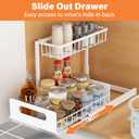 Under Sink Organizer 2 Tier, Pull Out Drawer Slides Under Sink Storage for Bathroom Kitchen,Multi-Purpose Drawer Under Cabinet Organizer for Cleaning Supplies (White, 1 Pack)