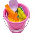 Beach Bucket Toy Set 9 Piece 1 Bucket 2 Shovels 1 Rake 5 Sand Molds 4 Pack