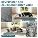 Reversible Dog Crate Mat 41"x27" for Large Dogs - Double-Sided Cooling Water-Resistant Oxford & Warm Plush Bed, Fits 42-Inch Wire Crates, Soft Stuffed, Machine Washable, Indoor & Outdoor, Light Gray