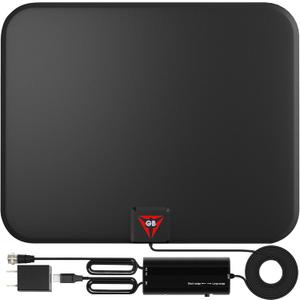 TV Antenna 650+ Miles Long Range Indoor Outdoor - Support 4K 8K 1080p & All TV's - Smart Switch Amplifier Signal Booster - 18ft HDTV Cable/AC Adapter