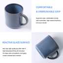 MONITO 16Oz Coffee Mugs Set of 6, Rustic Ceramic Coffee Cups Set with Large Handle, Vintage Striped Stoneware Coffee Mugs for Latte, Cocoa, Tea, Milk, Microwave & Dishwasher Safe, Deep Blue