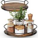 LAMU 2 Pack 9'' 10'' Lazy Susan Turntable Organizer for Table Top Cabinet, Wooden Lazy Susan for Kitchen, Pantry, Countertop, Bathroom Vanity, Spice Organization, Wood Decor