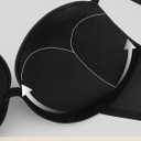 Women's Front Closure Bra Push Up Padded Add Cup Demi Plunge Bras with Underwire Lift T Shirt Smooth Bralette (Black)