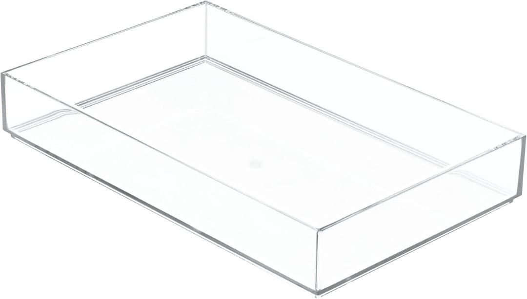 iDesign Clear Drawer Organizer, Plastic Tray for Makeup Storage on Bathroom Vanity, Dresser or Desk XL