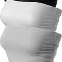 MixMatchy Women's 3 Pack Casual Summer Ruched Side Backless Double Layered Tube Top with Built in Shelf Bra,  L