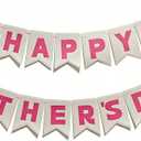 Happy Mother's Day Banner Decorations- Upgraded 3-Layer Felt Mothers Day Decor Sign Banner for Mother's Day Party, Outdoor Celebration, Home Class Office Wall Porch Staircase Decor Pink, No Assembly Required