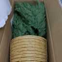 ENVEN 3FT Prelit Artificial Cedar Christmas Tree with Lights Plug in Power, Faux Cedar Potted Christmas Tree in Decorative Wicker Basket, Realistic Indoor Outdoor Holiday Decoration