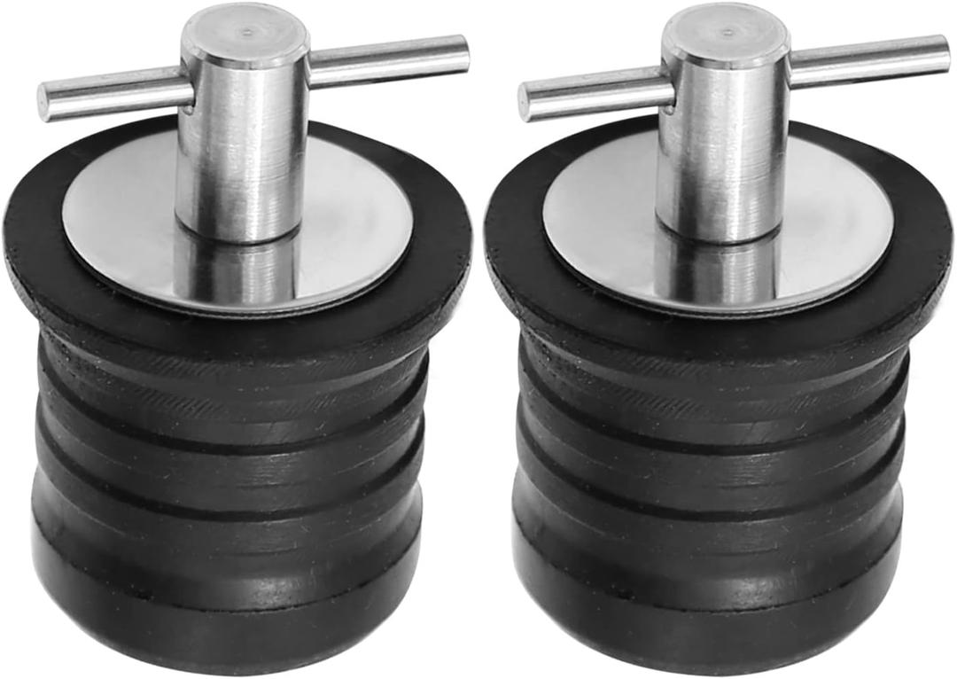 Anxingo 2 Pcs 1-1/4 Inch T-Handle Drain Plug, Twist and Seal Design, Rubber Plug for Boats/Yachts/Kayaks Drain Plug