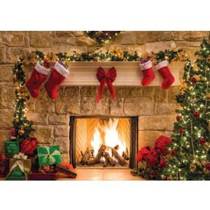 CYLYH 8x6ft Christmas Photography Backdrops Child Christmas Fireplace Decoration Background for PhotoChristmas Party Background