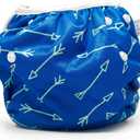 Reusable Baby Swim Diapers (Sizes N5)  Adjustable, Easy-Wash Nageuret Reusable Swim Diaper Kids Soft, Breathable, Waterproof Swim Wear for Baby & Newborn! (Blue Green Arrows) (Blue Sea Friends)