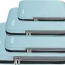 BAGAIL 4 Set/6 Set/8 Set Compression Packing Cubes Travel Accessories Expandable Packing Organizers (Cloth Pattern, 4-Dusty Blue)