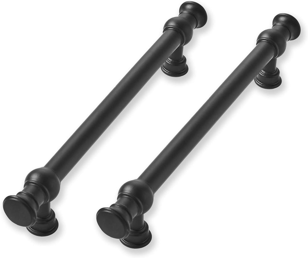 2 Pack 5 Inch Hole Center Matte Black Cabinet Pulls-Heavy Duty Solid Cabinet Handles Suitable for Cabinets, Dressers, Kitchens and Bathroom cabinets