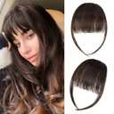 Yorda Bangs Hair Clip 100% Human Hair Clip in Bangs Fringe with Temples Wispy/French Bangs for Women Natural Looking for Daily Use (Wispy Bangs, Dark Brown)