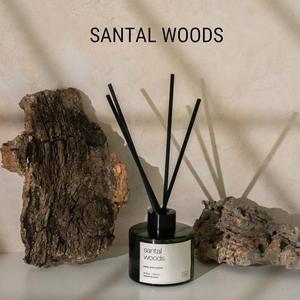 Craft & Kin Reed Diffuser with Dried Flowers | 3.4 oz Santal Woods Fall Scented Reed Diffusers for Home, Bathroom | Scent Sticks | Elegant Fragrance Home Decor for Men & Women