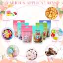 Honeydak 100 Pcs Happy Easter Sealing Treat Bags, 8.9 x 6.1 Inch Easter Sealed Pouch with Handle Resealable Rabbit Eggs Plastic Bags for Holiday Party Candy Gift Wrapping Supplies Decor