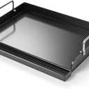 17" x 13" Nonstick Coating Cooking Griddle for Gas Grill, Universal Flat Top Plate Insert with Grease Groove and Removable Handles for Weber Charbroil Camp Chef/Gas Stove/Electric Flat Griddle