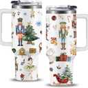 Christmas Nutcracker 40oz Tumbler with Handle and Straw, Nutcracker Gifts for Christmas Travel Mug, Nutcracker Ballet Gifts for Girl, Nutcracker Themed Mouse Soldier Gift for Holiday New Year