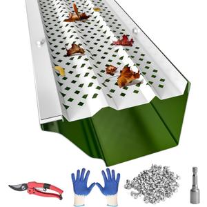 PPOLB Gutter Guards 5 Inch, Aluminum Leaf Filter Rain Gutter Covers with Screws Included, 32 PCS 108FT DIY Gutter Protection System, Heavy Duty, Fits Any Roof or Gutter Type (White Painted)