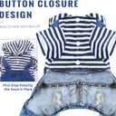 Small Dog Hoodie Clothes Cute Stripe Shirts Denim Jumpsuit One-Piece Outfit for Small Medium Dogs Cats Boy Girl Chihuahua Blue Jeans Overalls Puppy Costume (Blue,S)