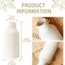 Bohemian White Ceramic Vase - for Pampas Grass, Mantel, Bookshelf, Entryway and Living Room Decor (White, 7in)