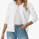 GRECERELLE Women's Long Sleeve Lightweight Crewneck Casual Cardigan Sweater, 3XL