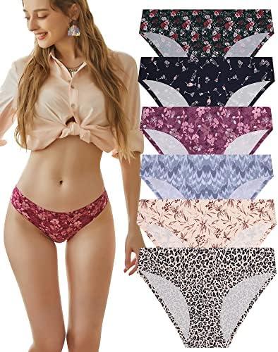 FINETOO 5 Pack Women’s Seamless Hipster Underwear No Show Panties Invisibles Briefs Soft Stretch Bikini Underwears M